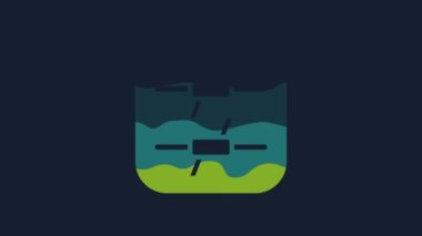 Sarı dikenli tel ikonu mavi arkaplanda izole edildi. 4K Video hareketli grafik canlandırması.