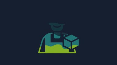 Yellow Graphic designer icon isolated on blue background. 4K Video motion graphic animation.