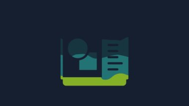 Yellow 3D printer software icon isolated on blue background. 3d printing. 4K Video motion graphic animation.