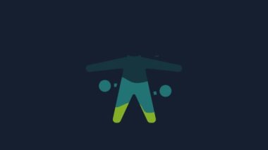 Yellow Voodoo doll icon isolated on blue background. 4K Video motion graphic animation.