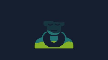 Yellow Wizard warlock icon isolated on blue background. 4K Video motion graphic animation.