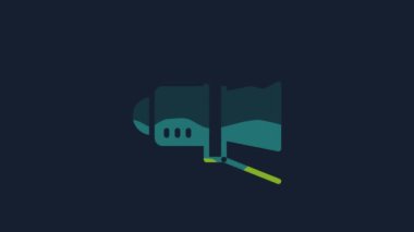 Sarı Film spot ışığı simgesi mavi arkaplanda izole edildi. Işık efekti. Sahne, Stüdyo, Gösteri. 4K Video hareketli grafik canlandırması.