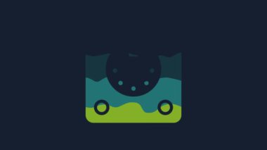 Yellow Drum machine icon isolated on blue background. Musical equipment. 4K Video motion graphic animation.