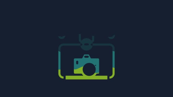 Yellow Gimbal Stabilizer Dslr Camera Icon Isolated Blue Background Video — Stock video