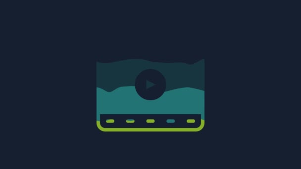 Gelbes Play Video Symbol Isoliert Auf Blauem Hintergrund Filmstreifenschild Video — Stockvideo