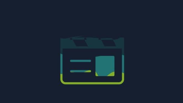 Жовта Піктограма Ключа Фільму Ізольована Синьому Фоні Дошка Плівки Знак — стокове відео