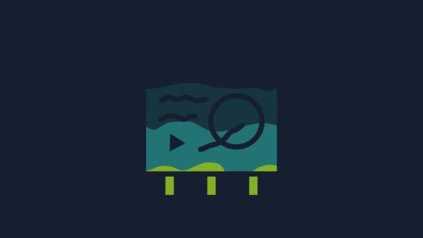 Yellow Scenario Chalkboard Icon Isolated Blue Background Script Reading Concept — Video Stock