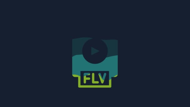 Yellow Flv Формат Файлового Документа Кнопка Завантаження Flv Ізольована Синьому — стокове відео
