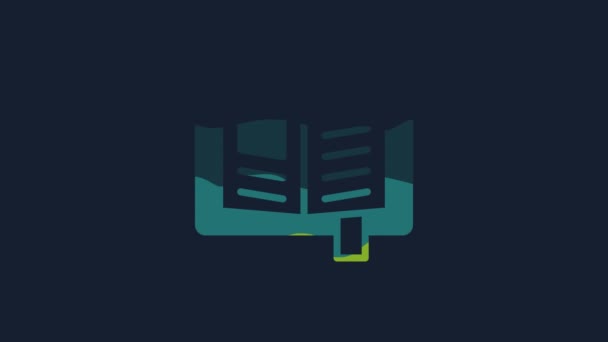 Yellow Reading Book Icon Isolated Blue Background Video Motion Graphic — 비디오