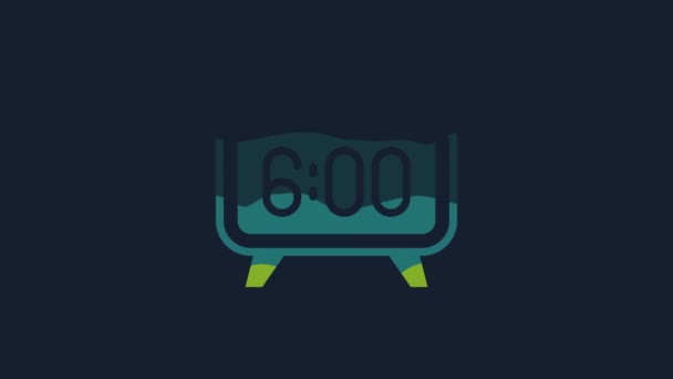 Icono Despertador Digital Amarillo Aislado Sobre Fondo Azul Reloj Despertador — Vídeos de Stock
