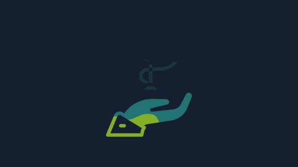 Yellow Caduceus Snake Medical Symbol Icon Isolated Blue Background Medicine — Vídeo de stock