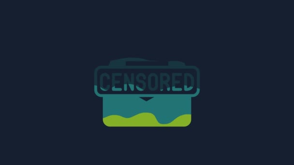 Yellow Censored Stamp Icon Isolated Blue Background Video Motion Graphic — Vídeo de stock