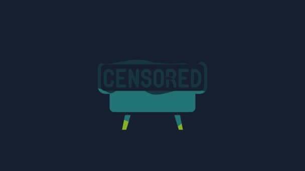 Yellow Censored Stamp Icon Isolated Blue Background Video Motion Graphic — Vídeos de Stock