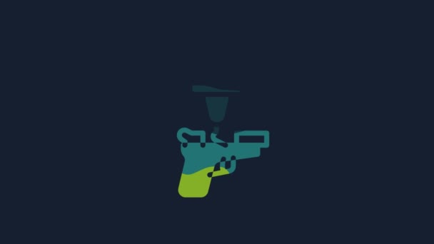 Żółta Ikona Pistoletu Drukarki Izolowana Niebieskim Tle Druk Animacja Graficzna — Wideo stockowe
