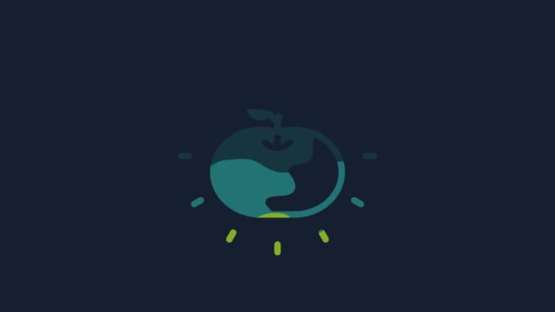 Yellow Poison Apple Icon Isolated Blue Background Poisoned Witch Apple — Stockvideo