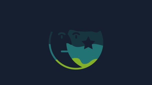 Yellow Moon Stars Icon Isolated Blue Background Video Motion Graphic — Vídeos de Stock