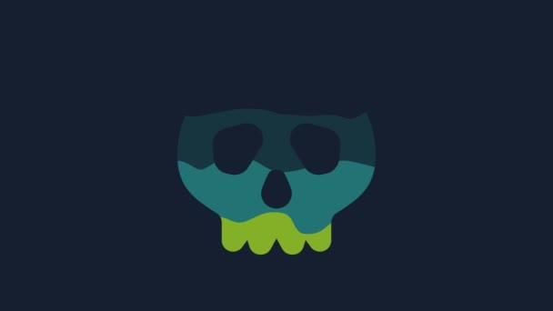 Yellow Skull Icon Isolated Blue Background Happy Halloween Party Video — 图库视频影像