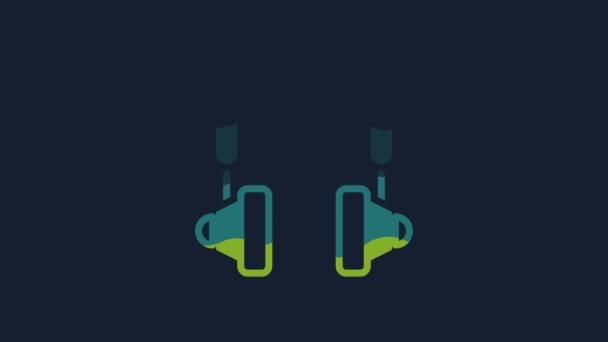 Yellow Headphones Icon Isolated Blue Background Earphones Concept Listening Music — Stockvideo