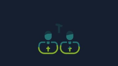 Yellow Priest icon isolated on blue background. 4K Video motion graphic animation.