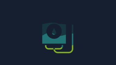 Yellow Blood donation icon isolated on blue background. 4K Video motion graphic animation.