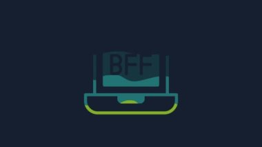 Yellow BFF or best friends forever icon isolated on blue background. 4K Video motion graphic animation.