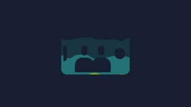 Yellow Selfie on mobile phone icon isolated on blue background. Romantic self portrait, young friends taking selfie photo at smartphone. 4K Video motion graphic animation.