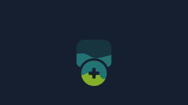Yellow Add to friend icon isolated on blue background. 4K Video motion graphic animation.