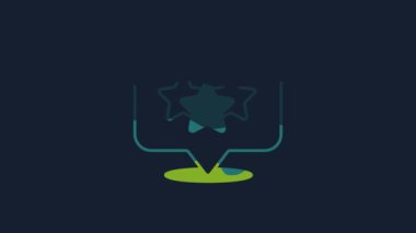 Yellow Five stars customer product rating review icon isolated on blue background. Favorite, best rating, award symbol. 4K Video motion graphic animation.