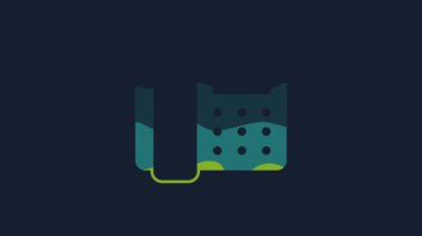 Yellow Telephone handset icon isolated on blue background. Phone sign. 4K Video motion graphic animation.