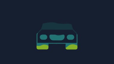 Yellow Taxi car icon isolated on blue background. 4K Video motion graphic animation.