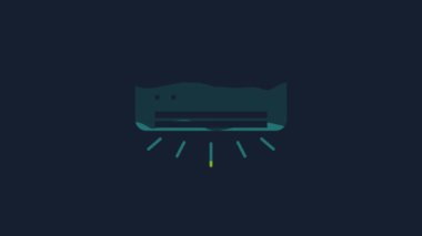 Sarı Klima ikonu mavi arkaplanda izole edildi. Sistemin havalandırmasını böl. Soğuk ve soğuk iklim kontrol sistemi. 4K Video hareketli grafik canlandırması.