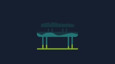 Yellow Bench icon isolated on blue background. 4K Video motion graphic animation.