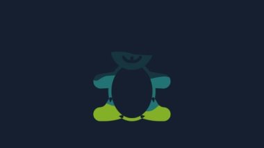 Yellow Teddy bear plush toy icon isolated on blue background. 4K Video motion graphic animation.