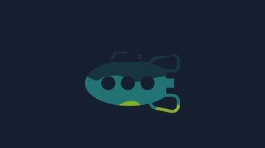 Yellow Submarine toy icon isolated on blue background. 4K Video motion graphic animation.