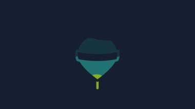 Yellow Whirligig toy icon isolated on blue background. 4K Video motion graphic animation.