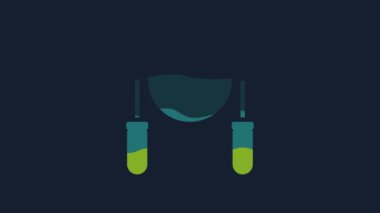 Yellow Jump rope icon isolated on blue background. Skipping rope. Sport equipment. 4K Video motion graphic animation.