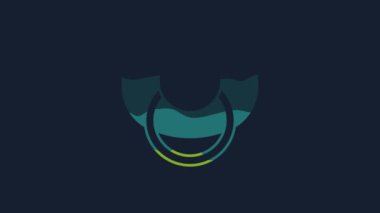 Yellow Baby dummy pacifier icon isolated on blue background. Toy of a child. 4K Video motion graphic animation.