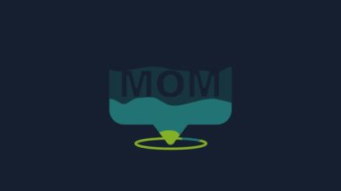 Yellow Speech bubble mom icon isolated on blue background. Happy mothers day. 4K Video motion graphic animation.