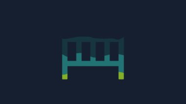 Sarı Bebek Beşiği ikonu mavi arka planda izole edildi. 4K Video hareketli grafik canlandırması.