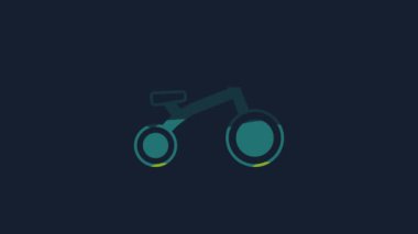 Yellow Bicycle for kids icon isolated on blue background. 4K Video motion graphic animation.