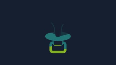 Yellow Baby dummy pacifier icon isolated on blue background. Toy of a child. 4K Video motion graphic animation.