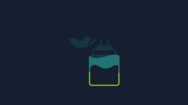 Yellow Breast pump icon isolated on blue background. 4K Video motion graphic animation.