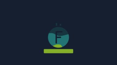 Yellow Force of physic formula calculation icon isolated on blue background. 4K Video motion graphic animation.