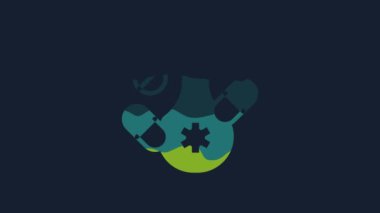 Yellow Medicine pill or tablet icon isolated on blue background. Capsule pill and drug sign. Pharmacy design. 4K Video motion graphic animation.