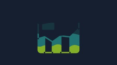 Sarı Grafik, çizelge, çizelge, diyagram, bilgi, mavi arkaplanda izole edilmiş turta grafik simgesi. 4K Video hareketli grafik canlandırması.