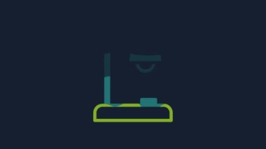 Yellow Table lamp icon isolated on blue background. 4K Video motion graphic animation.