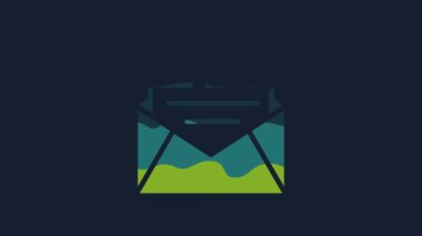 Yellow Mail and e-mail icon isolated on blue background. Envelope symbol e-mail. Email message sign. 4K Video motion graphic animation.
