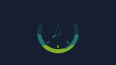 Yellow Clock icon isolated on blue background. Time symbol. 4K Video motion graphic animation.