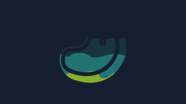 Yellow Steak meat icon isolated on blue background. 4K Video motion graphic animation.