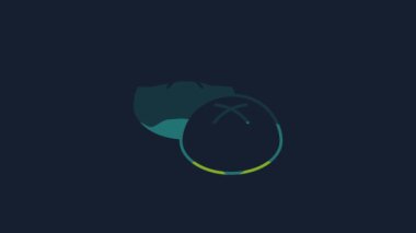 Sarı ekmek simgesi mavi arkaplanda izole edildi. 4K Video hareketli grafik canlandırması.